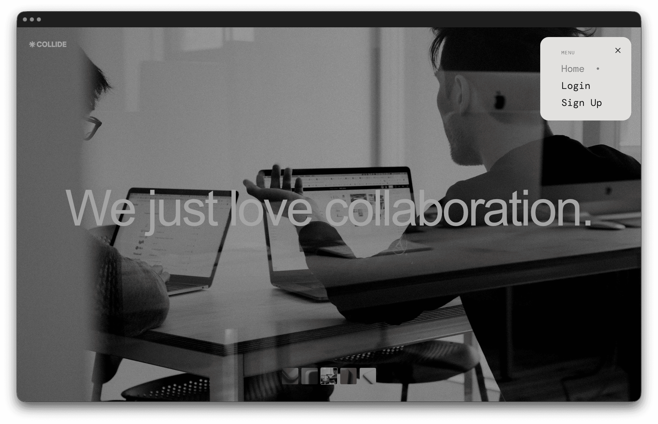 Collide landing page